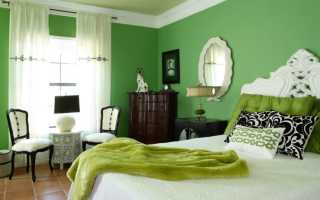 Интерьер зеленой спальни